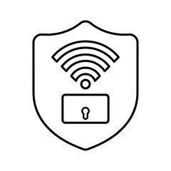 Wireless lock icon. Line, outline symbol.