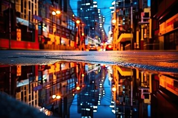 Fototapeta na wymiar Rain-soaked Metropolis -ai generated