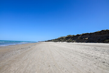 Wide sandy beach by the North Sea in northern Jutland in Denmark