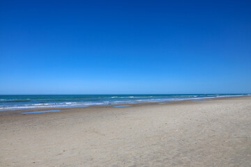 The deserted and wide beach at the North Sea in Løkken