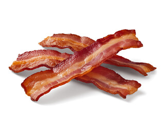 Bacon slices isolated on transparent or white background, png - obrazy, fototapety, plakaty