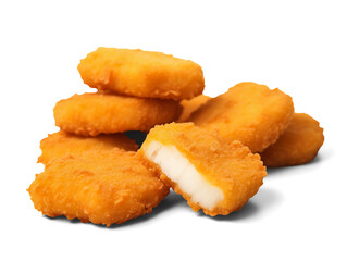 Chicken nuggets isolated on transparent or white background, png