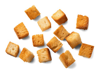Croutons isolated on transparent or white background, png - obrazy, fototapety, plakaty