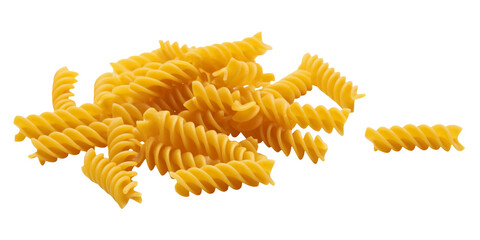 Fusilli pasta isolated on transparent or white background, png