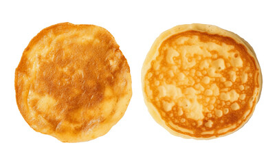 Thin pancakes isolated on transparent or white background, top view, png