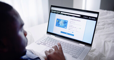 African American Online Shopping In Bed
