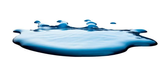 Water spill puddle and droplets isolated on transparent or white background, png