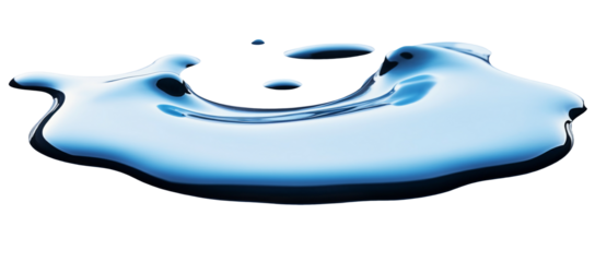 Water spill puddle and droplets isolated on transparent or white background, png
