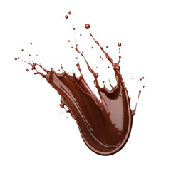 Splash of brown chocolate or hot coffee isolated on transparent or white background, png