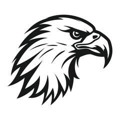 Bald eagle head, black and white isolated on white background, mascot, design element. 
