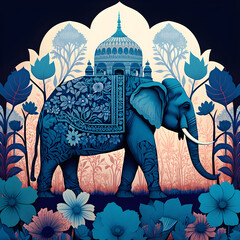 India Agra elephant illustration