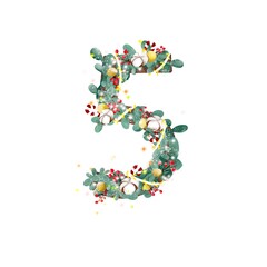 Christmas wreaths are used to form the numbers 0-9.