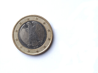the reverse of a 2004 European 1 euro coin that has been in circulation and has some minor scuffs...