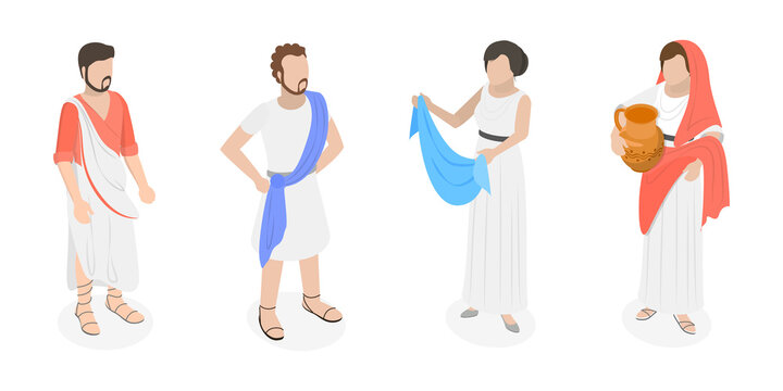 3D Isometric Flat  Set of Roman People