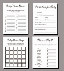 Baby Shower Simple Black and White 4 Games Bundle