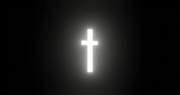 Christian Cross Shines In The Dark