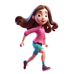 3d icon cute Young smiling Happy running woman, people character illustration. Cartoon boy minimal style on Isolated Transparent png background. Generative ai