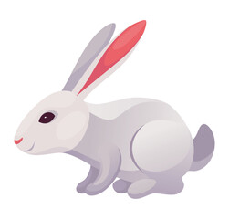 Rabbit animation icon. Bunny jump or running motion element for 2d game. Speed run hare animal, sprite sheet move. Vector illustration isolated on white background