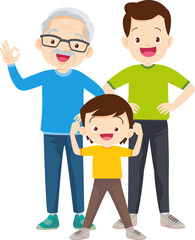family exercising together For Good Health Grandfather grandmother father mother daughter son