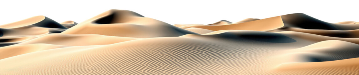 Fototapeta na wymiar Desert sand dunes scenerie isolated on a transparent background, generative AI