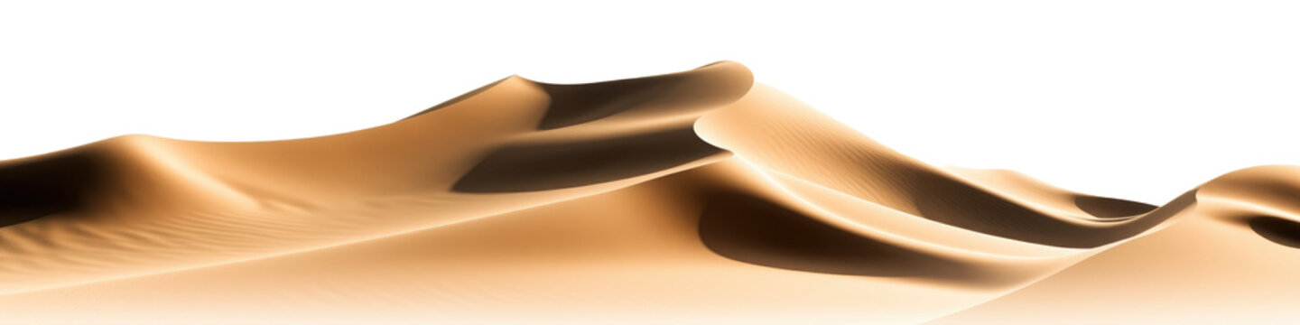 Desert sand dunes scenerie isolated on a transparent background, generative AI