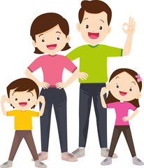 family exercising together For Good Health father mother daughter son