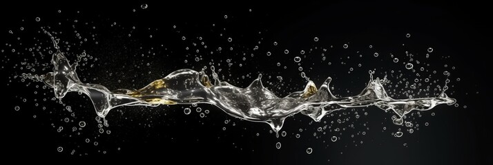 Splashes of water on a black background. Generative AI