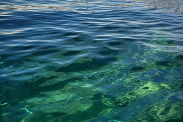 Fototapeta na wymiar Gentle ripples and refracting light on the blue-green ocean surface of Catalina Island, California. A serene coastal scene Generative AI