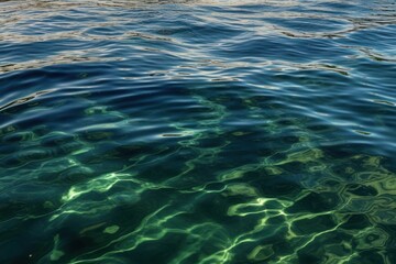 Fototapeta na wymiar Gentle ripples and refracting light on the blue-green ocean surface of Catalina Island, California. A serene coastal scene Generative AI