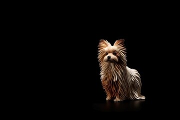 Naklejka premium AI-generated illustration of a wood sculpture of a Powder Puff Chinese Crested Dog. MidJourney.