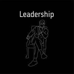 successful leader or a successful man line art