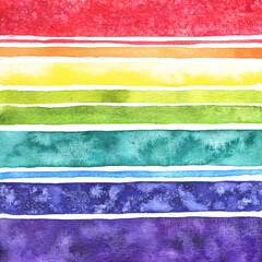Watercolor rainbow colorful strips pattern background