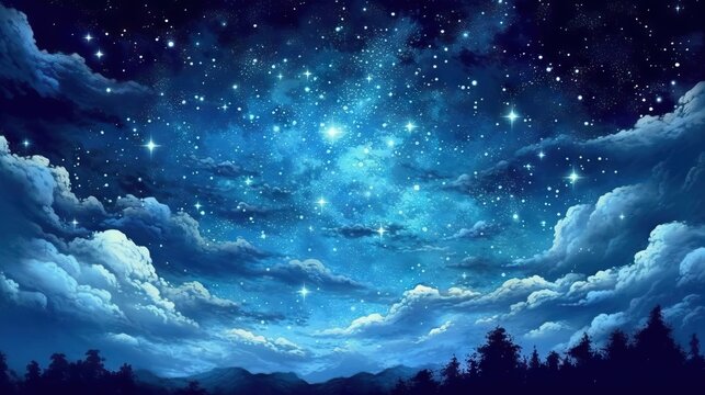 Free Vectors  Landscape of the sky full of stars _ Stars and the