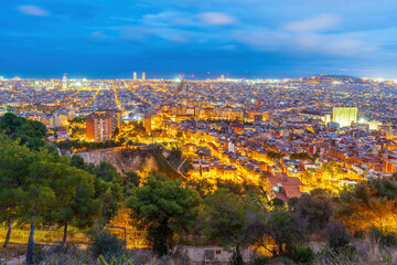 Naklejka premium Downtown Barcelona city skyline, cityscpae of Spain