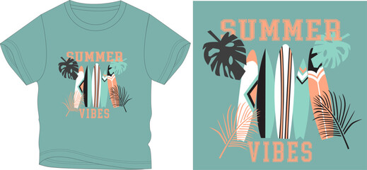 summer t shirt graphic design vector illustration \