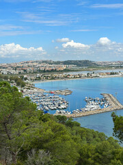 Panoramic aerial view of the city and sea on the summer day. Cagliari. Sardinia. Italy.