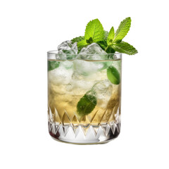 Mint Julep cocktail isolated on transparent background. Generative AI - obrazy, fototapety, plakaty