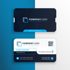 Clean professional business card template. Elegant business card, blue and white business card. Visiting card template. Modern business card design
