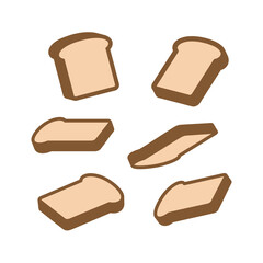 Set of icons of a slice of bread for a sandwich. Sliced piece of bread. Bread for toaster.