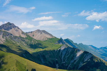 Fototapeta premium Adelboden, Switzerland - July 24, 2022 - Summer view of Adelboden village and city center