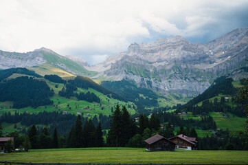 Adelboden, Switzerland - July 24, 2022 - Summer view of Adelboden village and city center