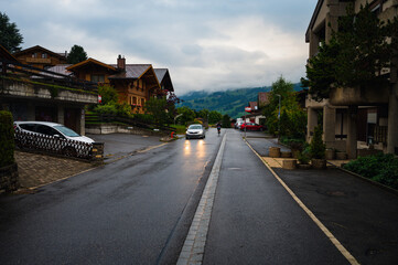 Adelboden, Switzerland - July 24, 2022 - Summer view of Adelboden village and city center
