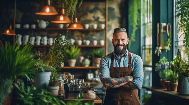 Barista portrait. Created with generative Ai technology.