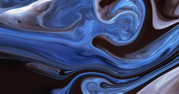 Liquid marble background in blue tones. Background of abstract motion of liquid waves. Abstract art.
