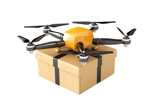 Drone Delivery Transparent Background with Package. AI