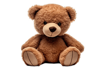 Front View of Brown Teddy Bear Isolated on Transparent Background. AI - obrazy, fototapety, plakaty