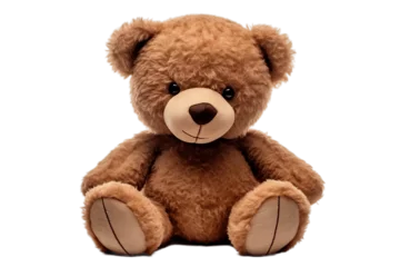 Fotobehang Front View of Brown Teddy Bear Isolated on Transparent Background. AI © Usmanify