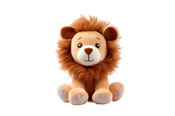 Lion Plush Toy: Up-Close Cuteness on Transparent Background. AI - obrazy, fototapety, plakaty