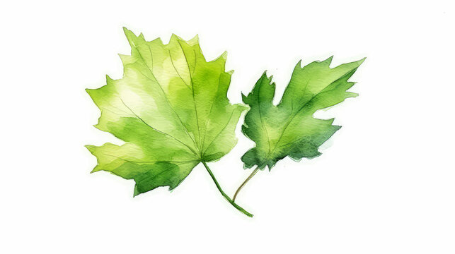 Captivating Watercolor Art- Vintage Leaves in Elegantly Decorated Designs on white background