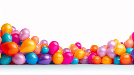 Coloured party balloons illustration against a white background. A.I. Generated.